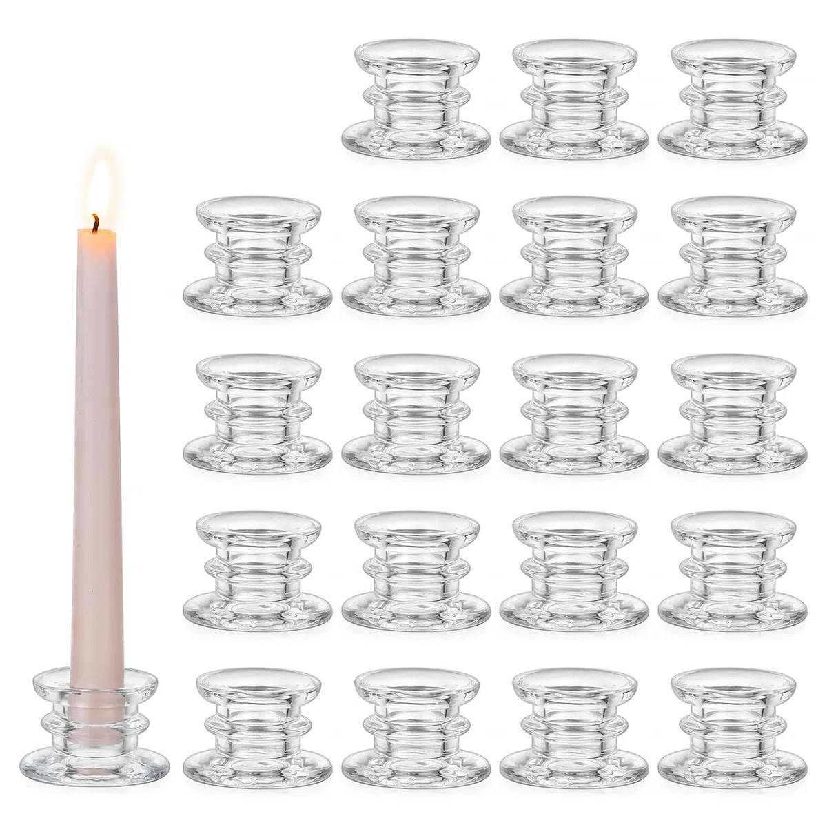 Glasseam Portacandele In Vetro Per Candelieri: Set Di 20 Portacandele, Piccoli Portacandeles Per Centrotavola Da Matrimonio, Portacandeles Conico Trasparente Per Decorazioni Da Tavola Per Feste