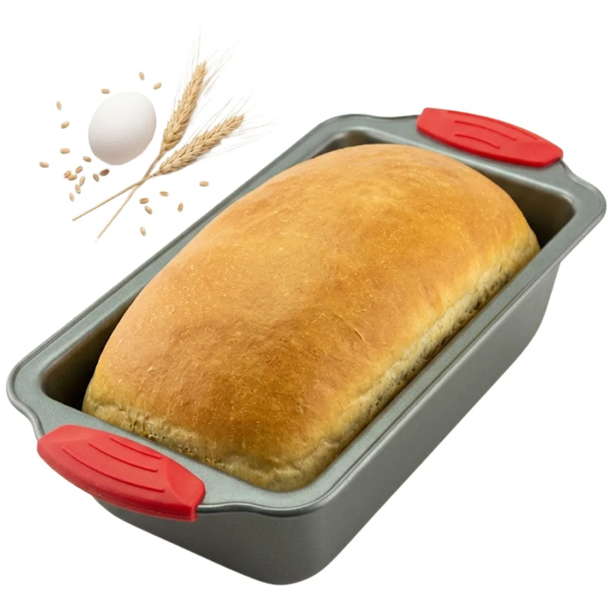 Boxiki Kitchen Stampo Plumcake Antiaderente in Acciaio al Carbonio 21,5 cm, Teglia Pane con Manici in Silicone BPA-Free, Resistente al Forno fino a 232°C per Banana Bread, Polpettone e Dolci