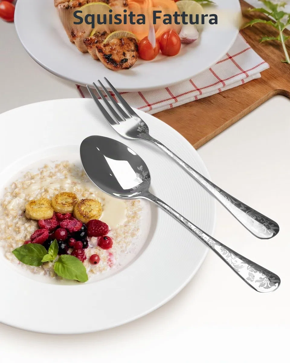 Set di Posate, Aoresac Posate Acciaio Inox da 20 pezzi per 4 Persone, Ideali per La Casa, Il Ristorante, Festa e Come Regalo, Lavabili in Lavastoviglie e Antiruggine (Argento)