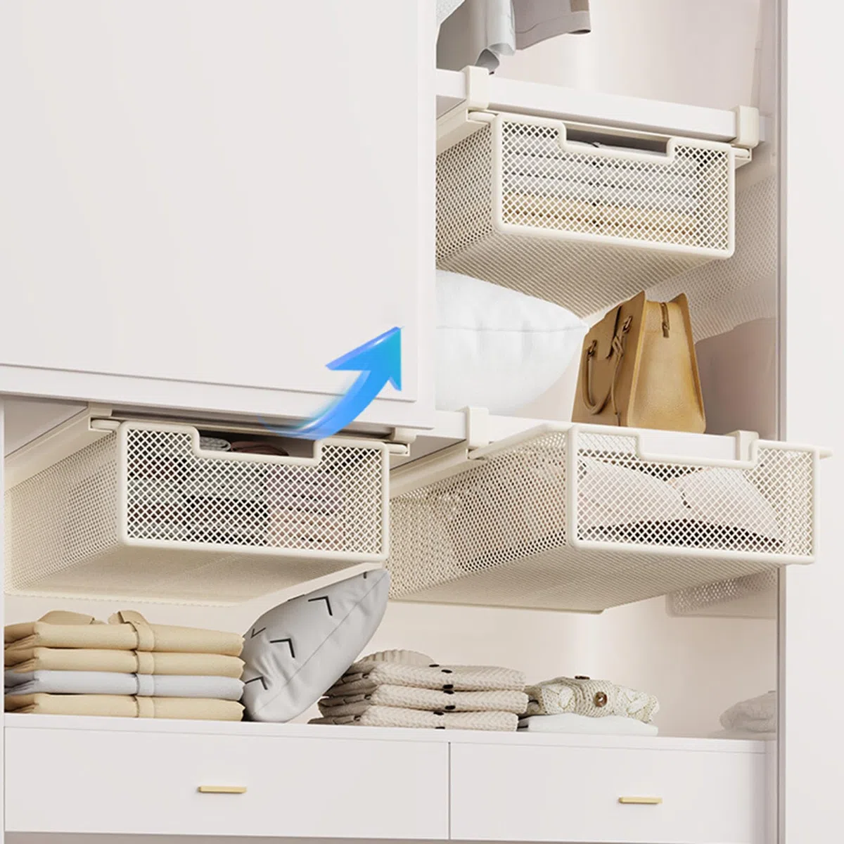 Cestelli Sottomensola, Mensola 37x25x12 Cm, Cesto Portaoggetti Sospensione, Cestino, Cassetto, Organizer per Riporre Oggetti Sottopensile Appende a Superfici Spessore Inferiore a 2,5 Cm