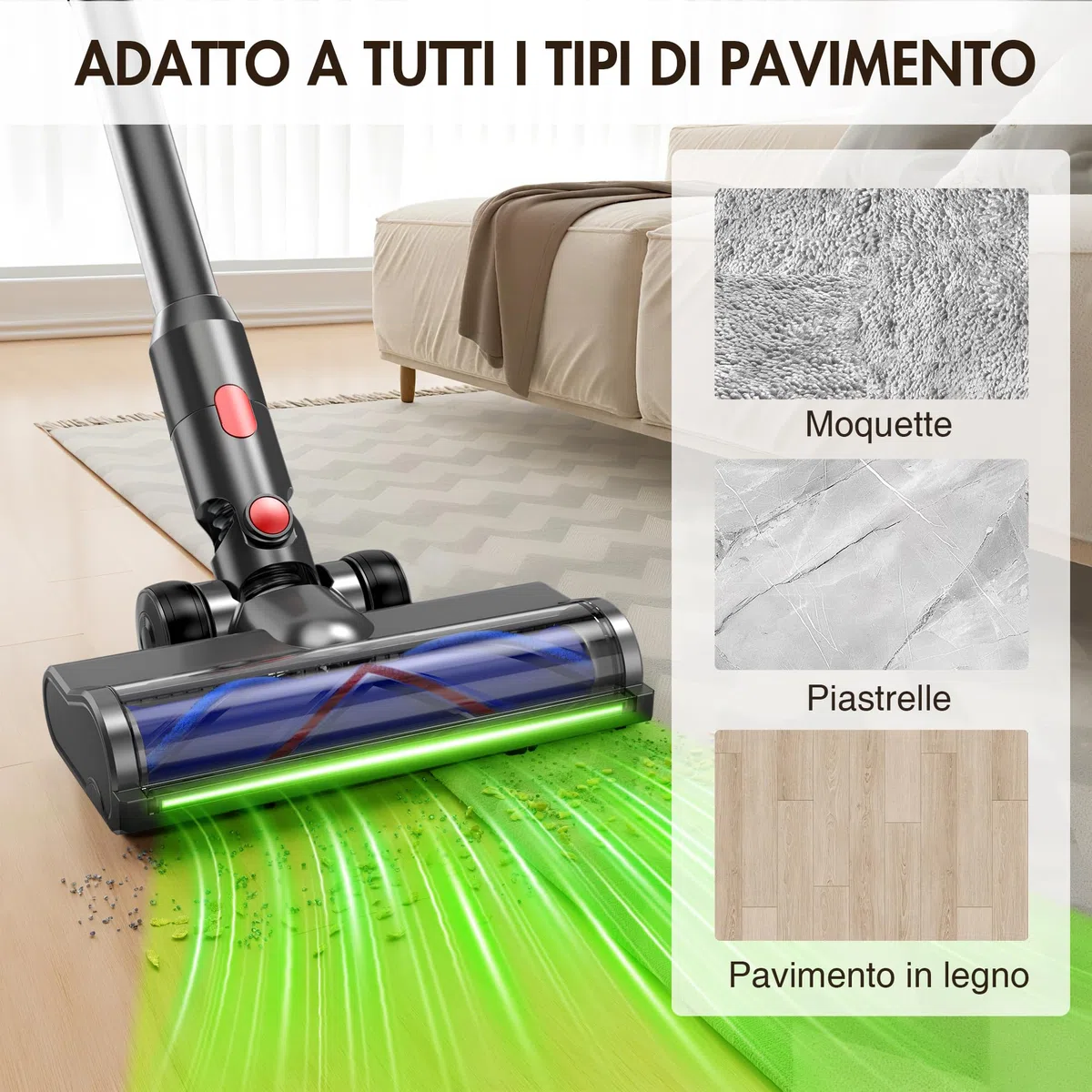 Spazzola compatibile con Dyson V8 V11 V7 V10 V15, Spazzolas Elettrica per Dyson con LED, Spazzola a Trasmissione Diretta per Aspirapolvere Dyson, Spazzolas di Ricambio per Dyson, Grigio