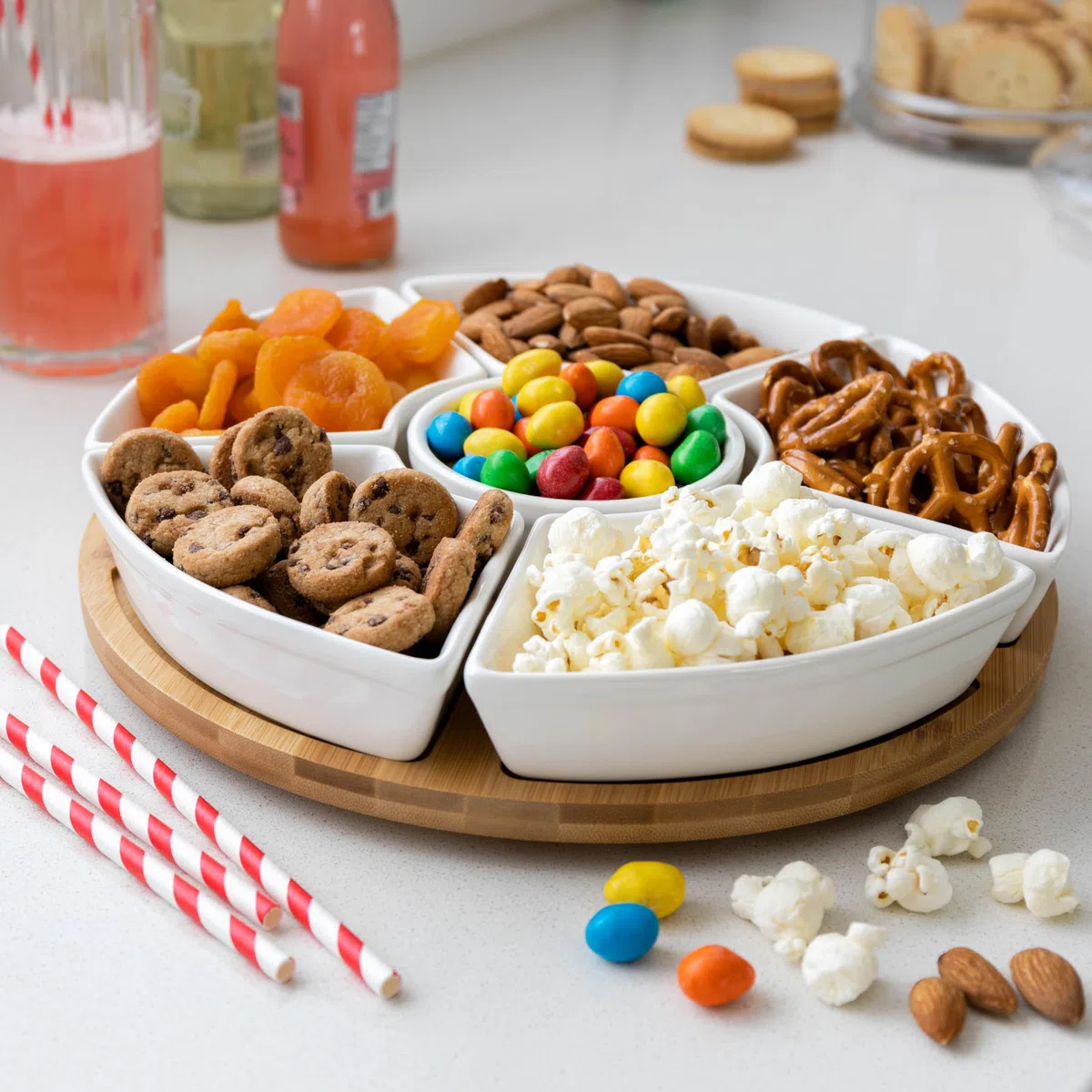 Set Aperitivo Girevole con 6 Piattini Rimovibili - Antipastiera Aperitivo Moderno in Ceramica - Ciotole Aperitivi, Antipasti, Compleanni - Vassoio Aperitivo per Salse, Patatine, Noccioline
