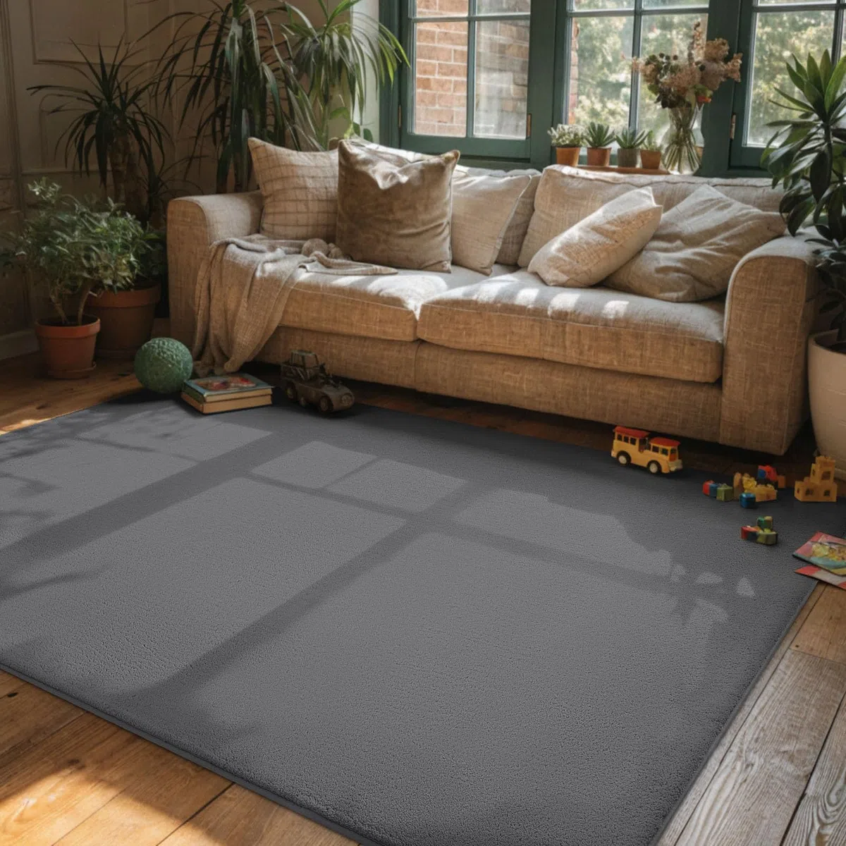 Homaxy Tappeto moderno per soggiorno, 120 x 160 cm, morbido, lavabile, con fondo antiscivolo, a pelo corto, per corridoio, cameretta dei bambini, camera da letto, grigio scuro
