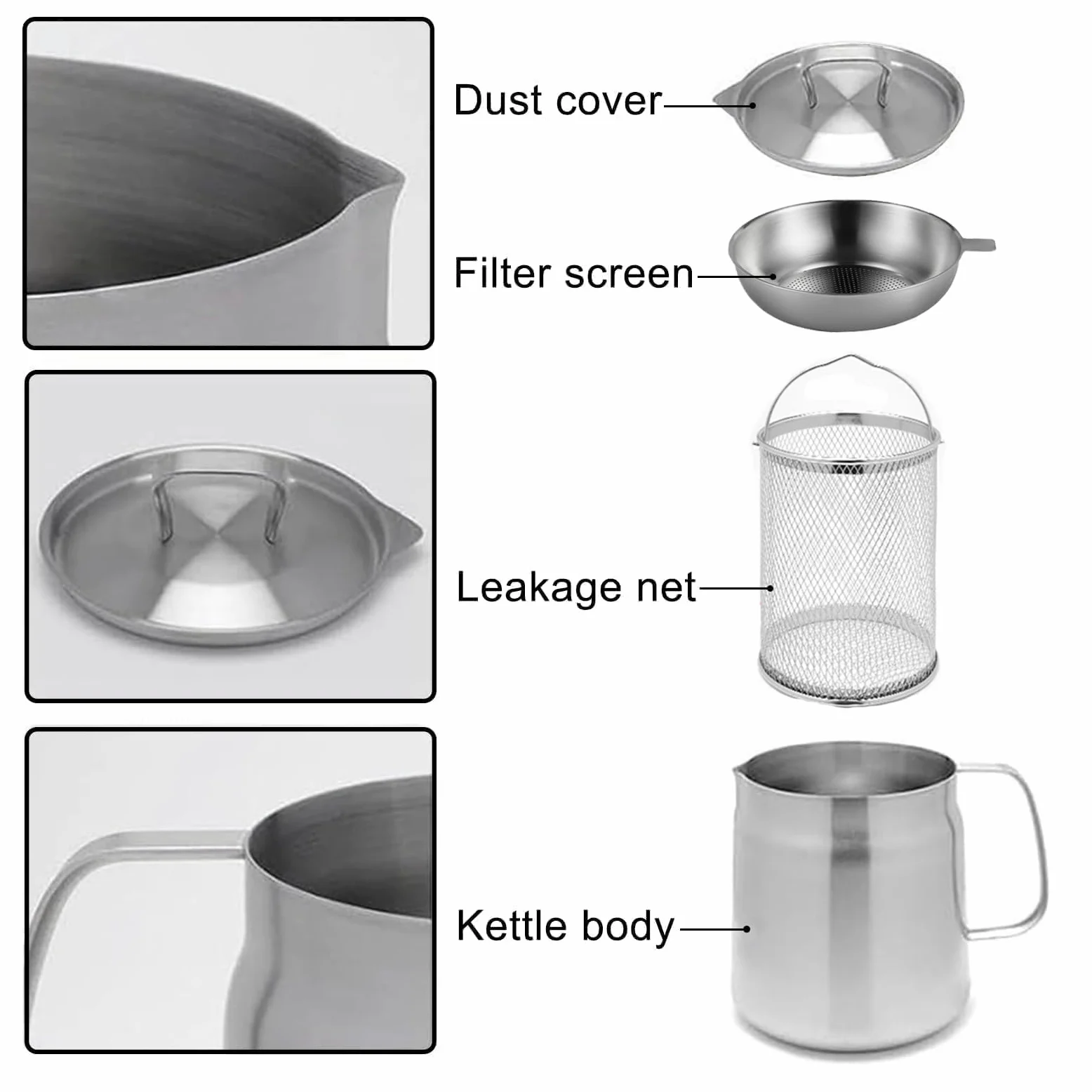 Pentola filtro olio in acciaio inox 304, con cestello e filtro schermo, friggitrice grande capacità da 2 l, per conservare grasso da frittura e cucinare