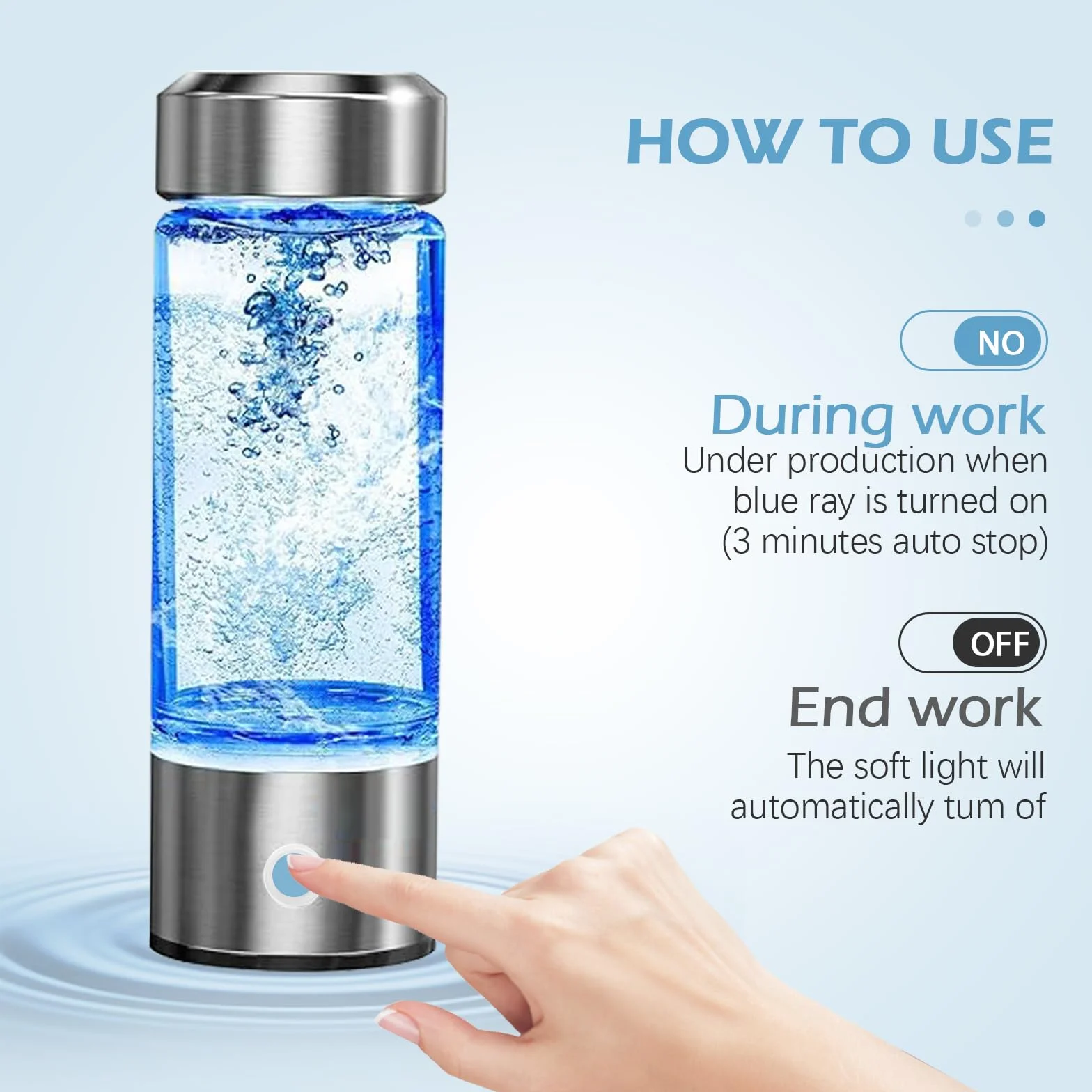 Tazza Ricca di Idrogeno, 430 ml Portatile Bottiglia Acqua All'idrogeno, Generatore Acqua Idrogeno con Tecnologia PEM e SPE, Bottiglia di Vetro Antiossidante per Casa, Viaggi, Ufficio (2 pz)