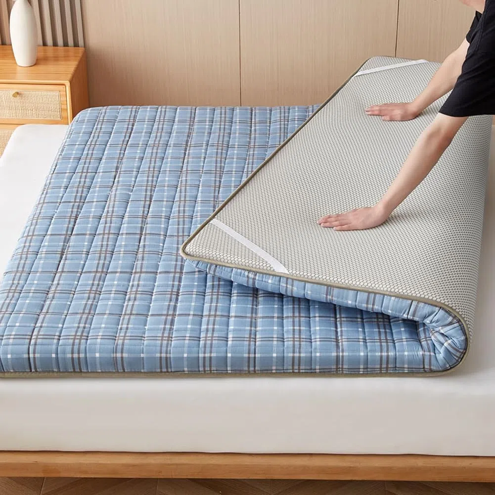 Materassino futon portatile, materasso futon giapponese, tappetino da viaggio, tatami, letto per gli ospiti, super morbido, topper per pavimento (blu navy, 90 x 190 cm)