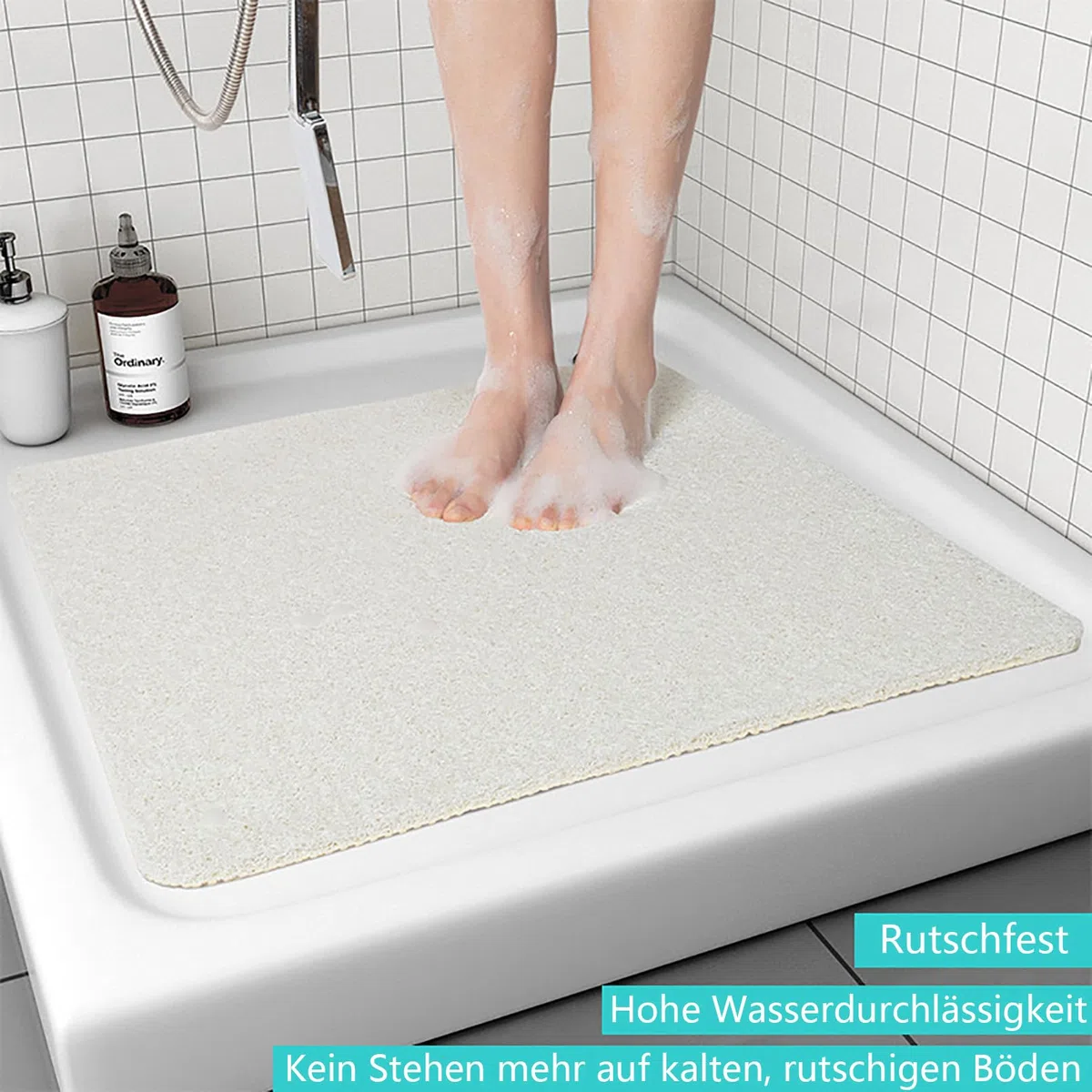 Tappeto antiscivolo vasca 50x100 cm Semplice Tappeto doccia antiscivolo PVC morbido e confortevole Tappetino doccia antiscivolo Alta permeabilità