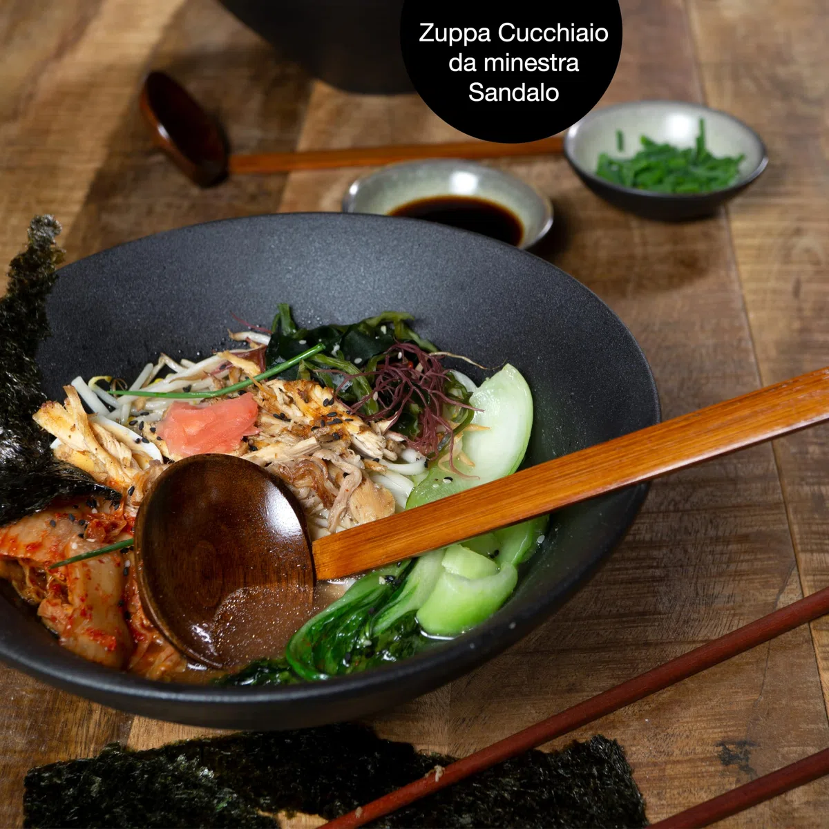 Moritz & Moritz 2 ciotole Ramen in ceramica, da 800 a 1300 ml, diametro 24 cm, set per 2 persone, per zuppa, pho e sushi, con bastoncini e cucchiai