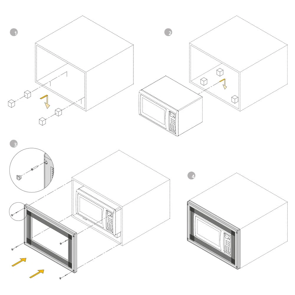 Telaio per microonde EMUCA, per montaggio ad incasso in mobili da cucina, modulo 600mm, 600x400mm, plastica, alluminio verniciato argento, 1 unità