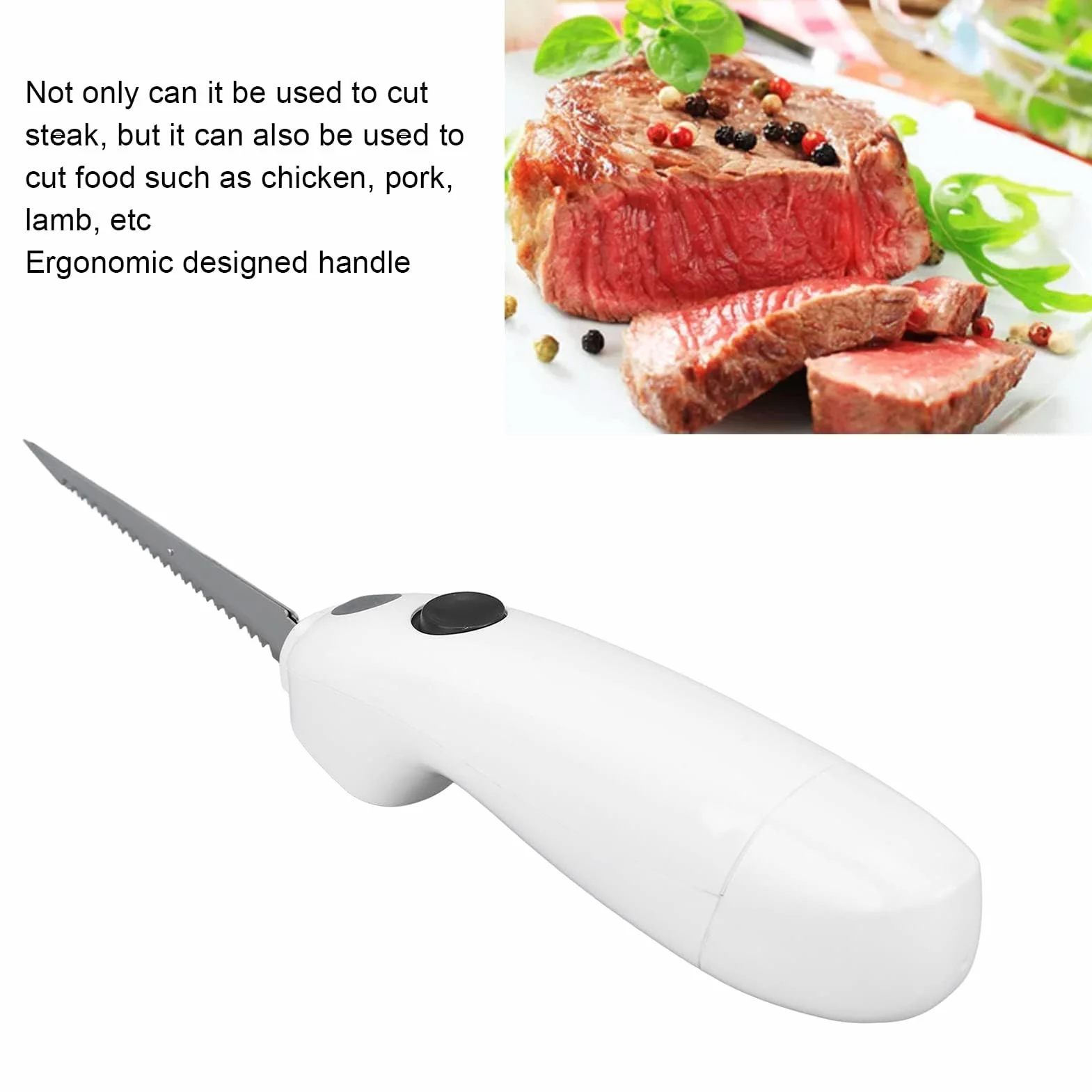 Coltello elettrico Senza Fili per Sfilettare, Acciaio Inox, Bistecca, Trinciante, Tacchino, Pane