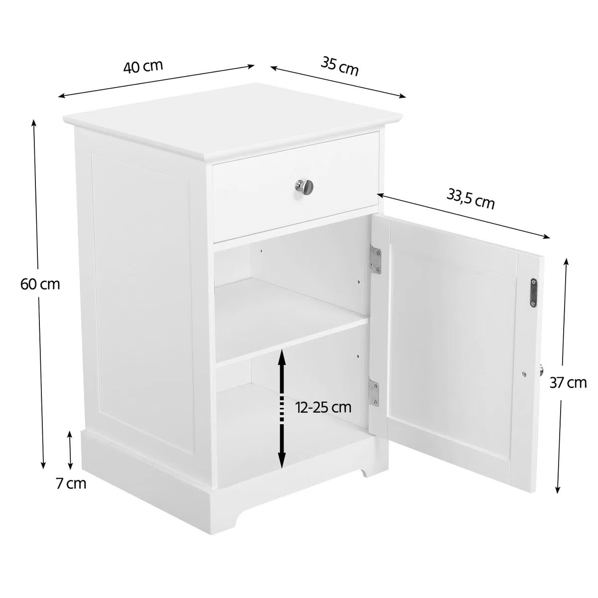 Yaheetech Comodino Camera da Letto Bianco Mobiletto con Cassetto Mobile da Notte Armadietto Moderno da Cameretta Tavolino Laterale da Salotto 40 x 35 x 60 cm