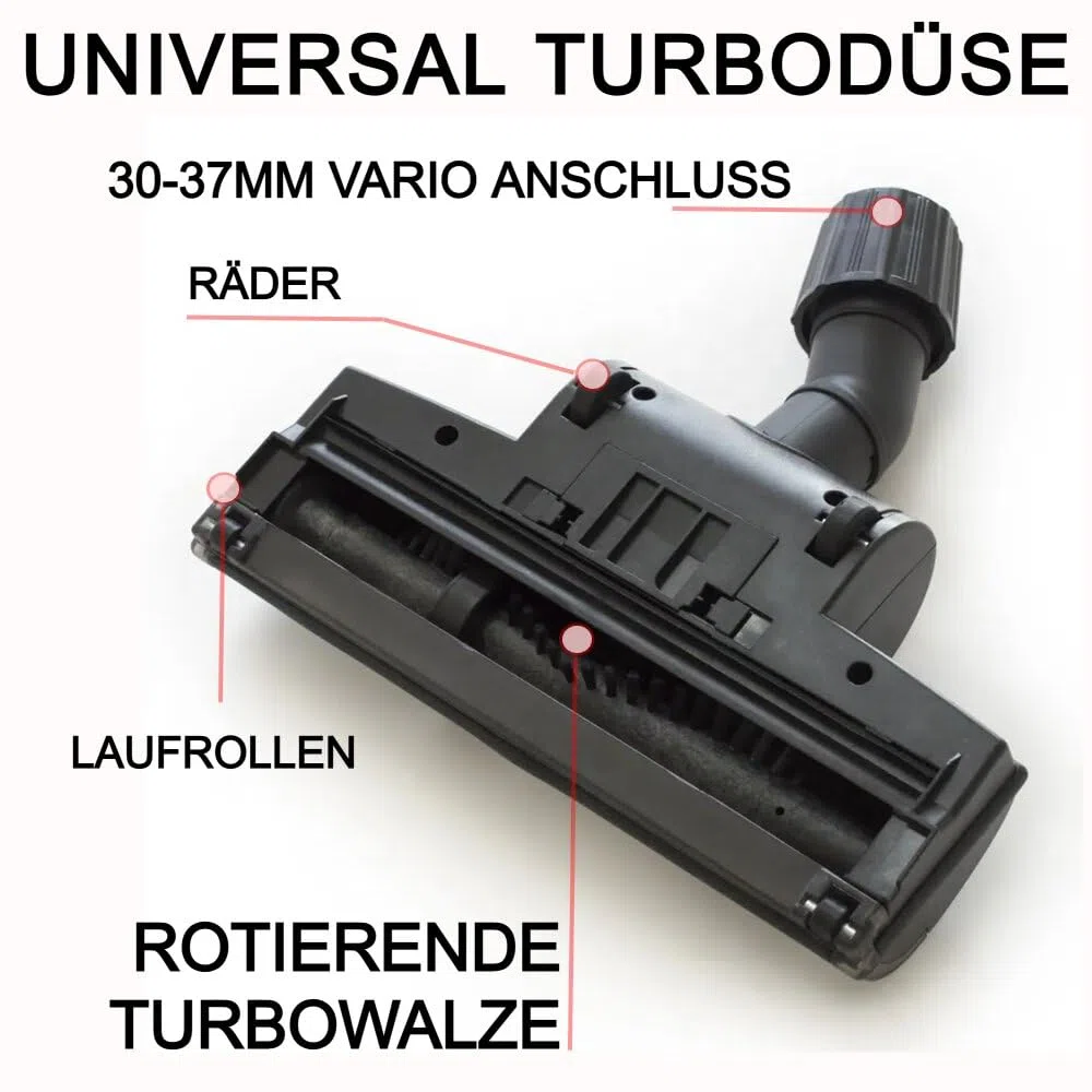 Spazzola turbo per aspirapolvere universale, spazzola turbo per aspirapolvere con rullo rotante I compatibile con Kärcher Bosch Siemens Philips Taski Deuba I spazzola per peli di animali