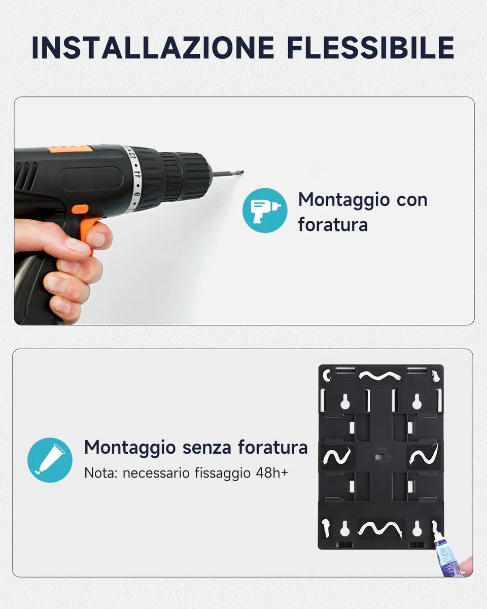 AIKE EasyPush Dispenser Doccia, Montaggio A Parete Senza Foratura Per Shampoo & Balsamo, Risparmia Spazio, Doppio