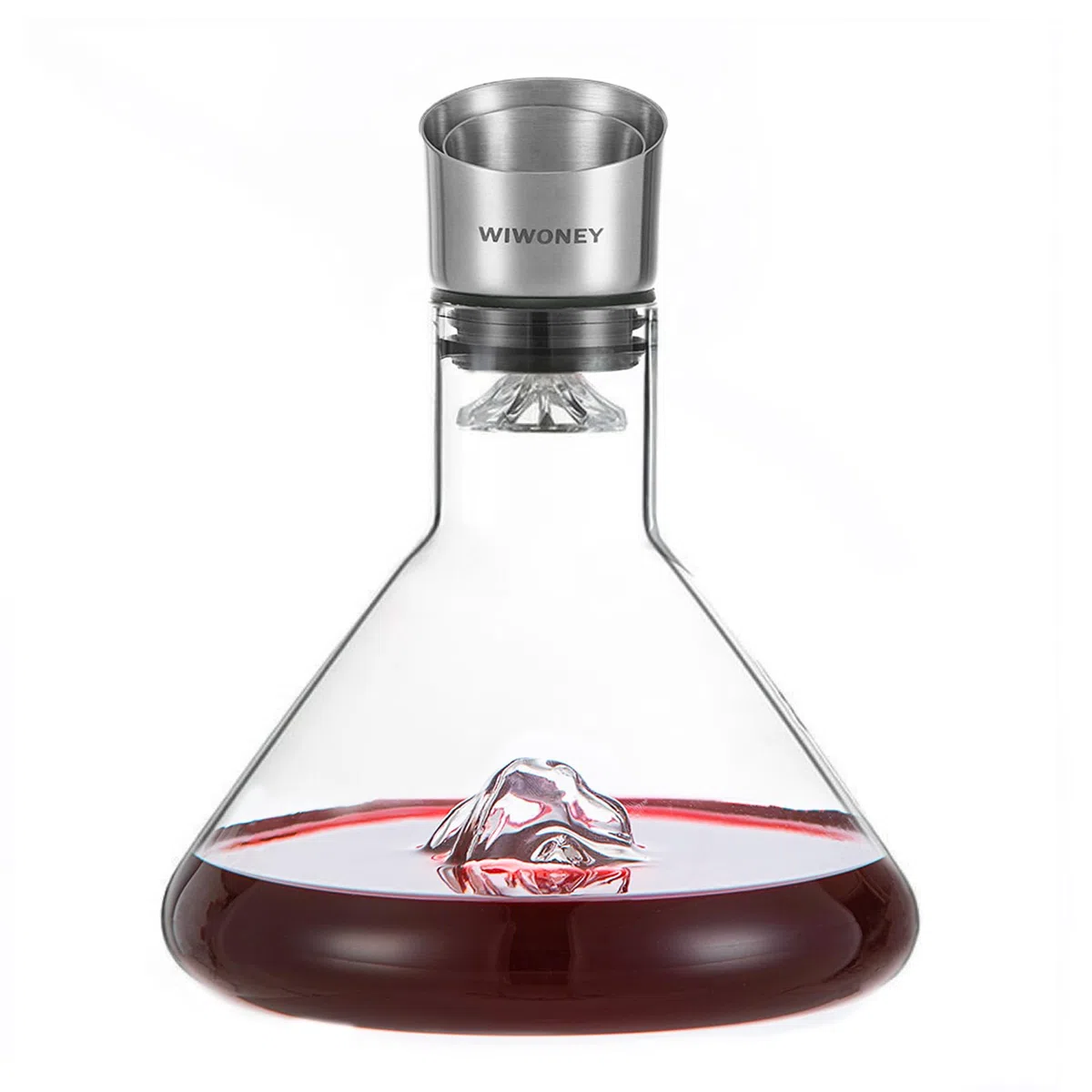 Decanter per vino, caraffa vino con filtro aeratore in vetro, aeratore per vini a design montagna innevata, regalo per vino, 1500ml