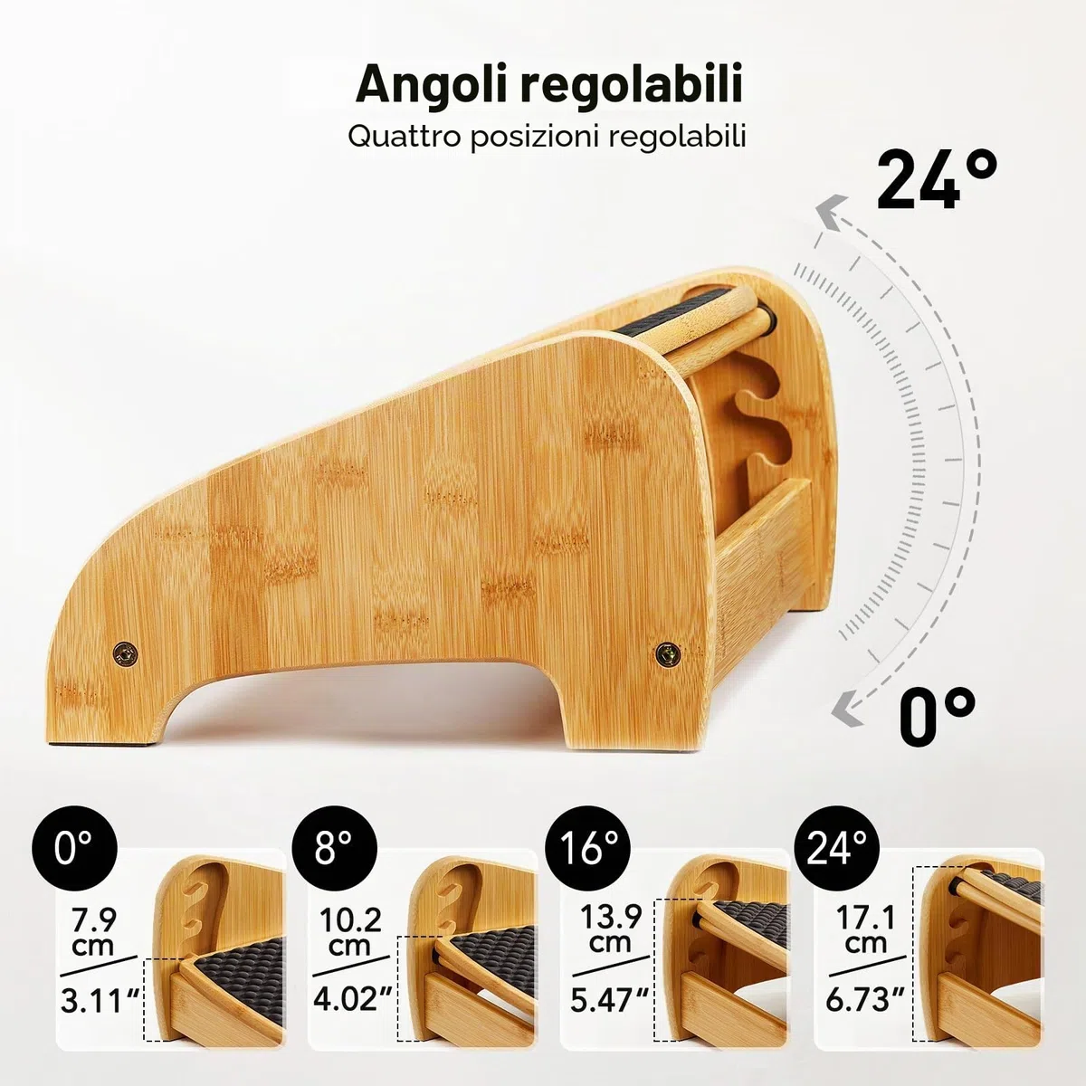 HUANUO Poggiapiedi Scrivania Bambù, Poggiapiedi Ergonomico con 4 Opzioni di Altezza e Angoli Regolabili, Superficie Massaggio Ciottoli, Antiscivolo per Migliorare Postura, Casa e Ufficio