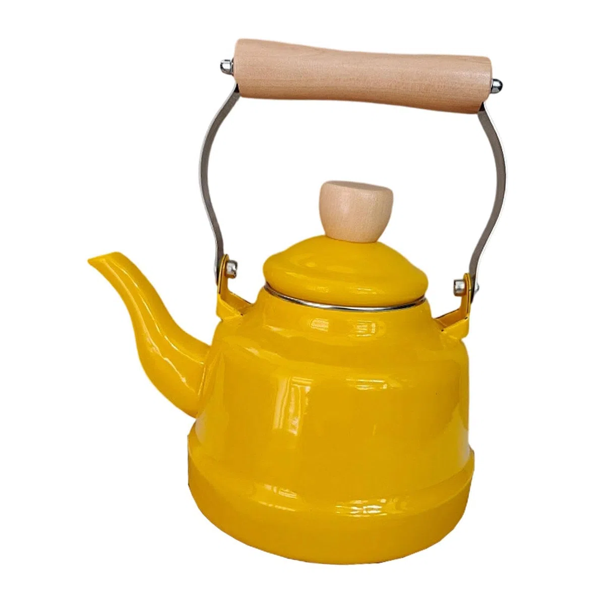 Bollitore per tè e acqua in smalto da 1,7 litri, resistente al calore, scaldalatte, caffettiera retrò, teiera per tè e caffè per cucina, casa, Giallo