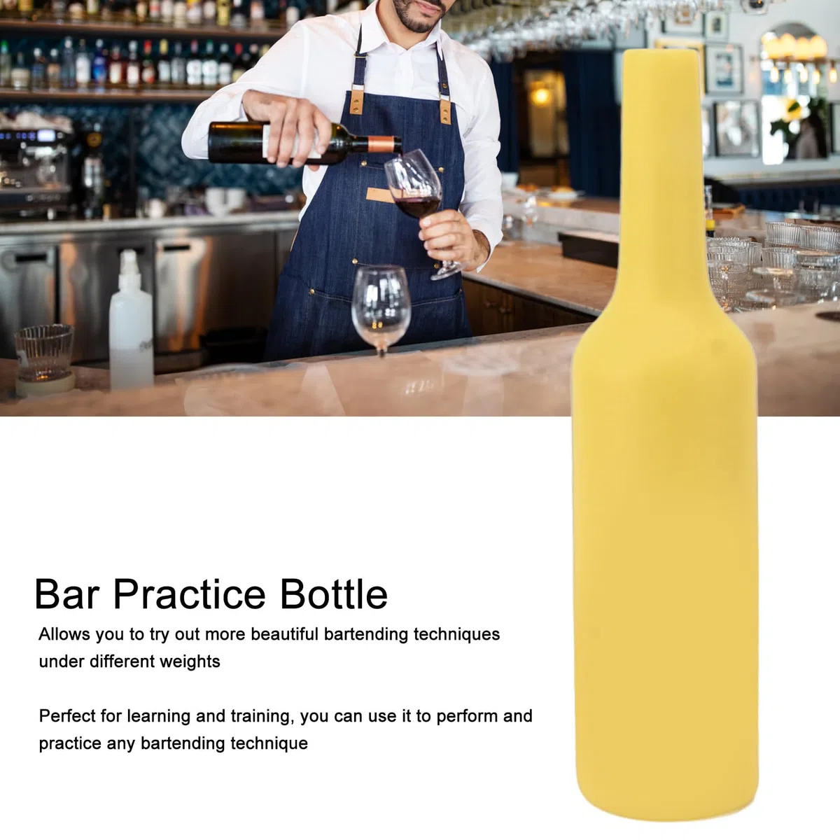 Flair Bottles Practice, Bottiglia per Pratica, Pratica Bottiglia da in Silicone Infrangibile, Pratica Bottiglia da Bar per Vino Shaker, Bicchieri in Silicone