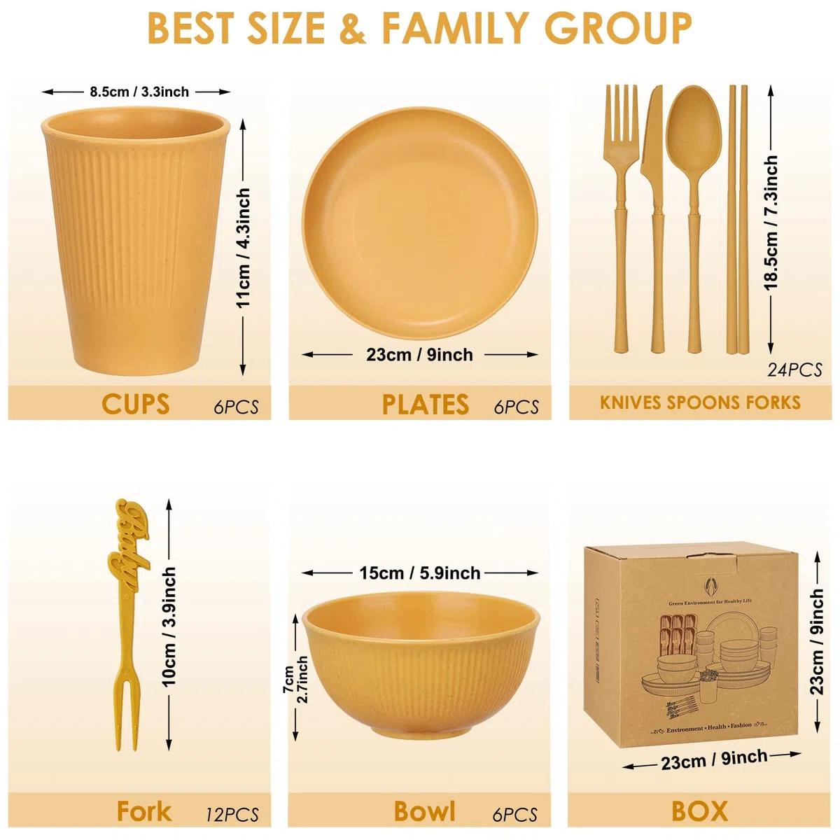 Set da 60 pezzi, piatti da campeggio e ciotole per 6 persone, stoviglie infrangibili, piatti da portata in plastica leggera, ciotole, tazze, set di posate per campeggio, picnic, feste, camper,