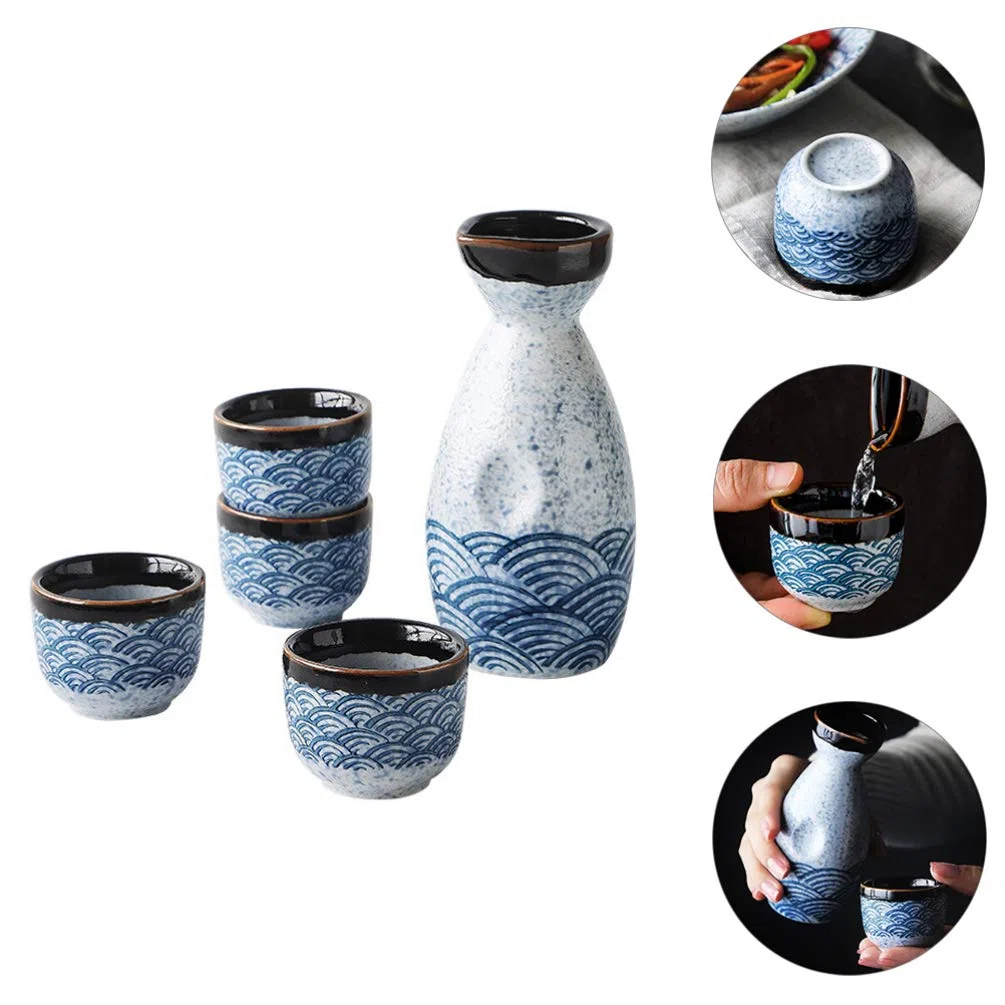 DOITOOL 5 Pezzi in Ceramica Set di Sake Giapponese Set da Portata di Sake Set di Tazze da Sake 180 Ml 20 Ml