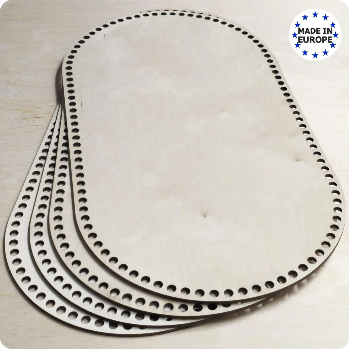 Fondo Ovale in Legno con Fori da 11 mm per Uncinetto, Base per Cesta di Mosè, Fondo in Legno per Culla, Fondo per Cestini Fai da Te, Varie Misure (80x40cm)