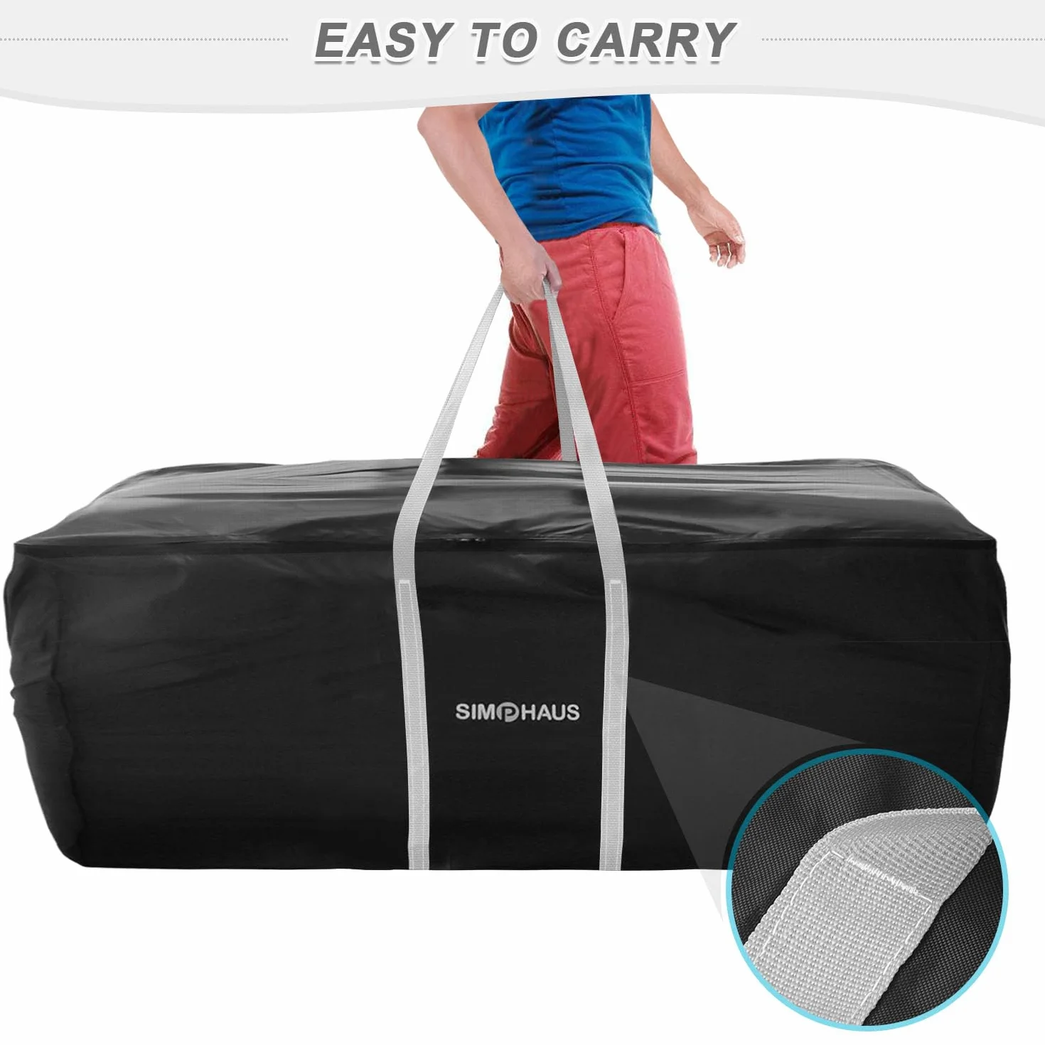 Borsa da Giardino Grande Borsa per Cuscini da Giardino Borsa Portaoggetti con Cerniera,Tessuto Oxford 420D Impermeabile,Anti UV Custodia per Albero di Natale,Borse Trasloco Grandi 180x80x60cm