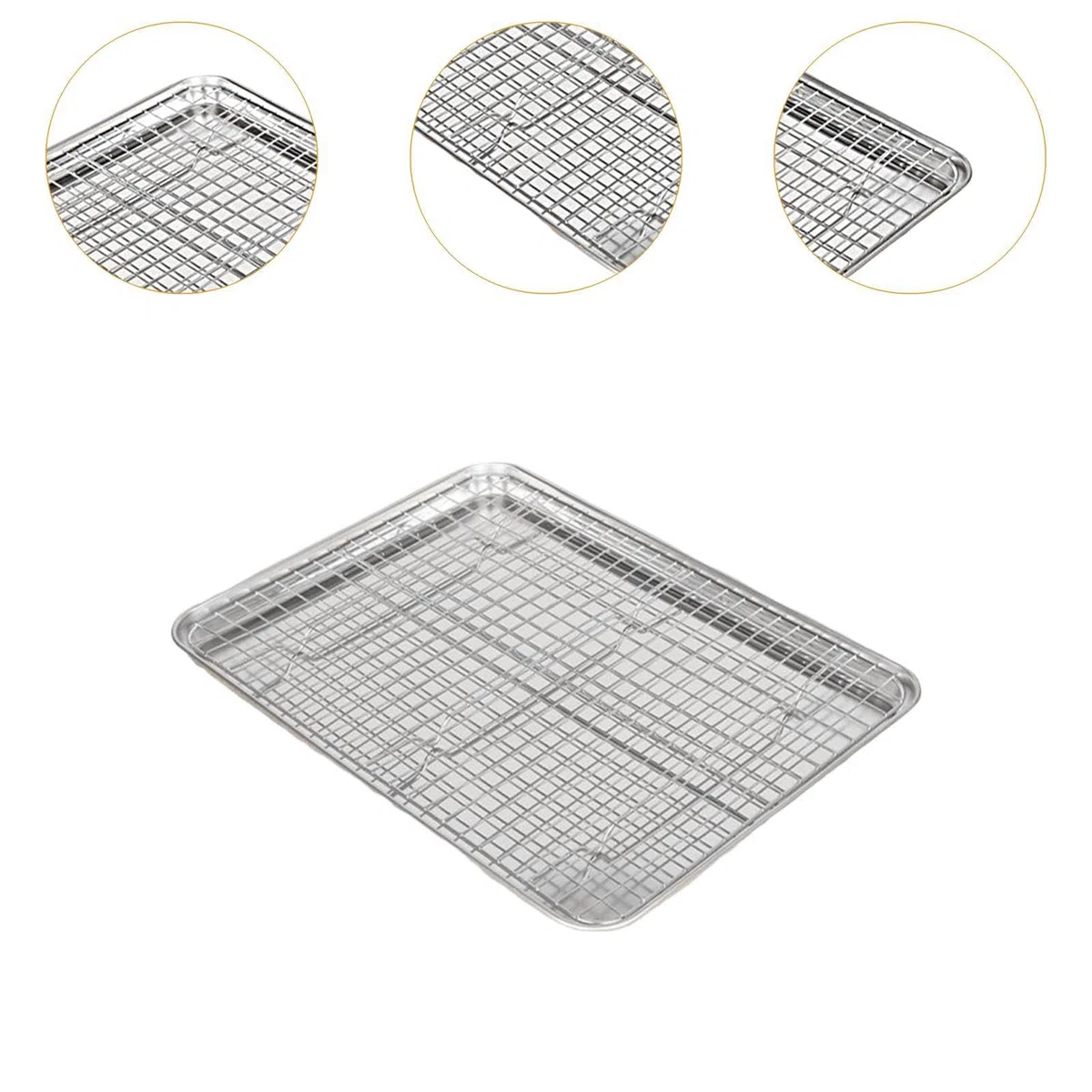 Teglia da Forno con Griglia, Acciaio Inossidabile, con Griglia di Raffreddamento, Accessori per Griglia, Vassoio, Teglia da Forno per Ristora, 40.5 Cm X 30.5 Cm X