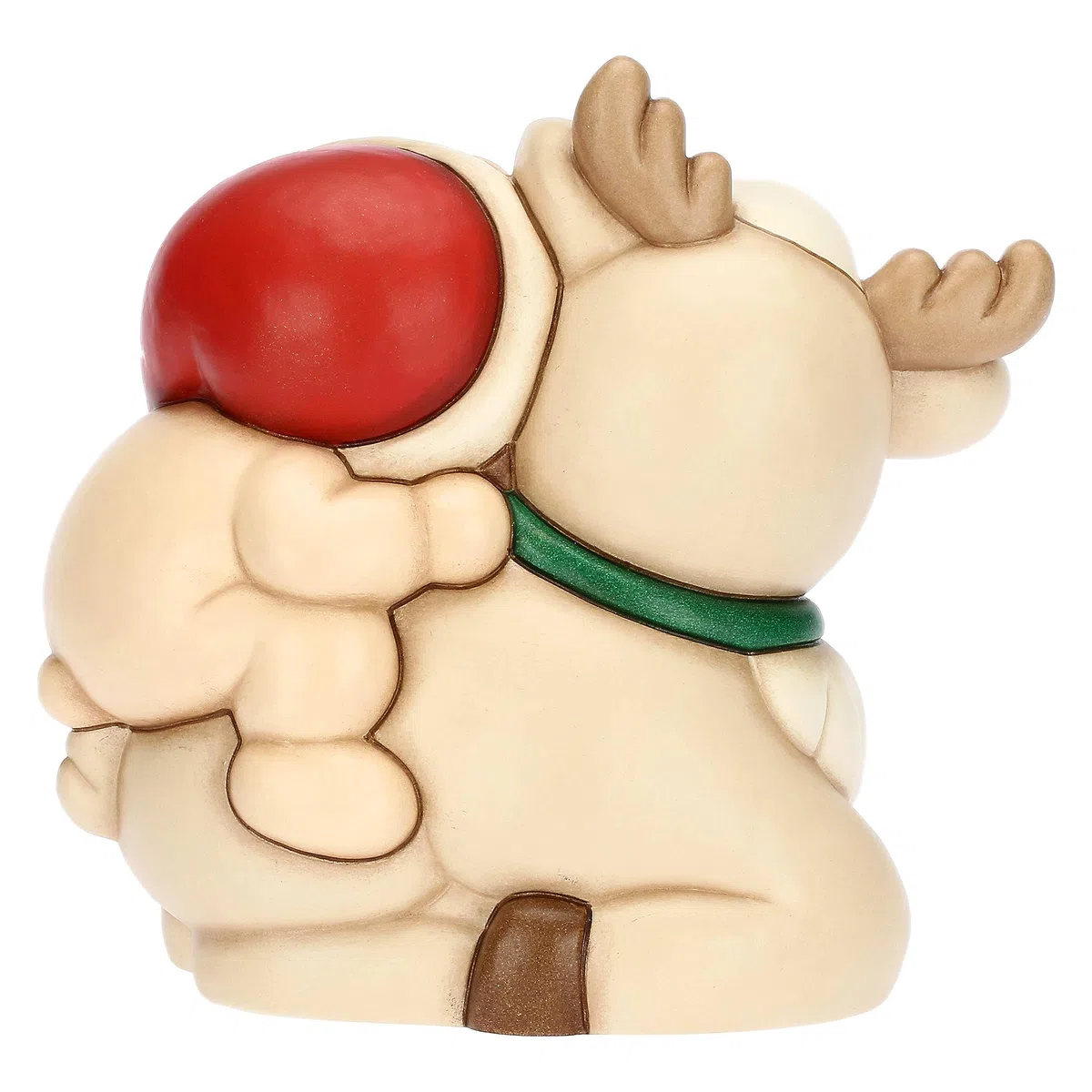 THUN, Teddy a Cavallo della Renna Robin in Ceramica Decorata a Mano, Versione Media, Addobbo Natalizio, Idea Regalo, 17.3x10.8x16.9 cm