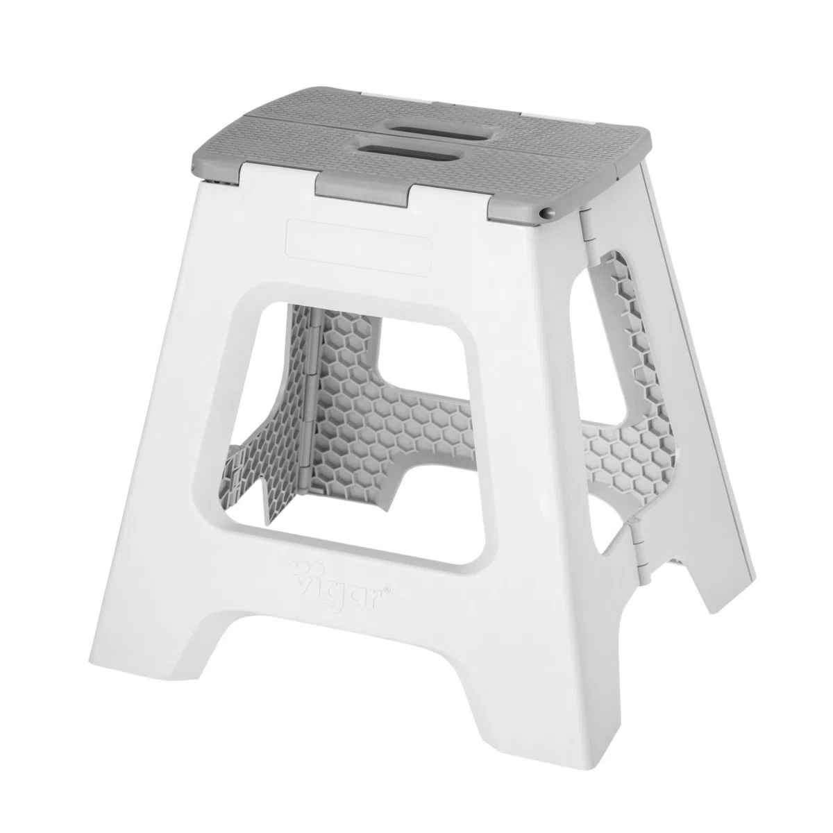 Vigar Compatto Sgabello Pieghevole per Adulti, 40 cm, Sgabello Pieghevole Portatile Antiscivolo per Casa, Cucina, Bagno, Campeggio, Doccia, Supporta fino a 150 kg, Grigio