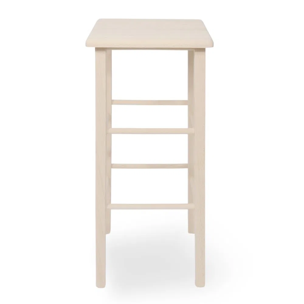 Sgabello Alto 73 cm in Legno Massello di Faggio Grezzo da Verniciare e Dipingere, Seduta Quadrata 31x31 cm — Pub, Pizzeria, Ristorante, Bar, Cucina — Già Montato — Made in Italy —