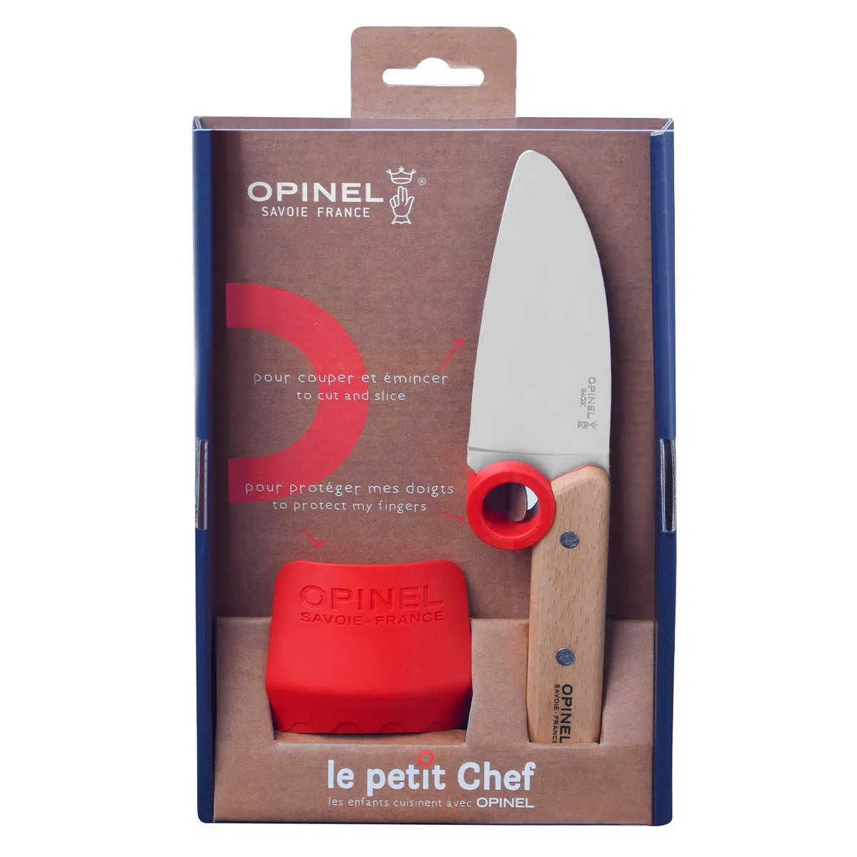 T&R Opinel Le Petit Chef, Bambini, Set di coltelli da Cucina, 2 Pezzi, Coltello da Cucina, Protezione Dita, Inossidabile