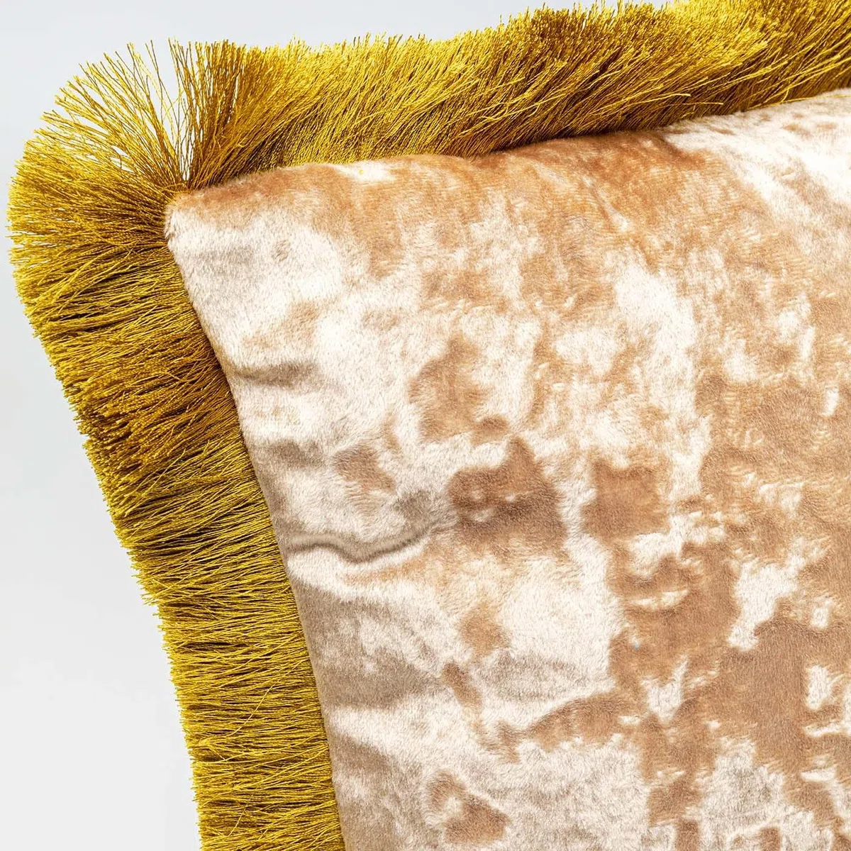 Kare Design cuscino decorativo Canne, beige, velluto con frange, stile classico, decorazione morbida divano, letto, poltrona, 45 x 45 cm