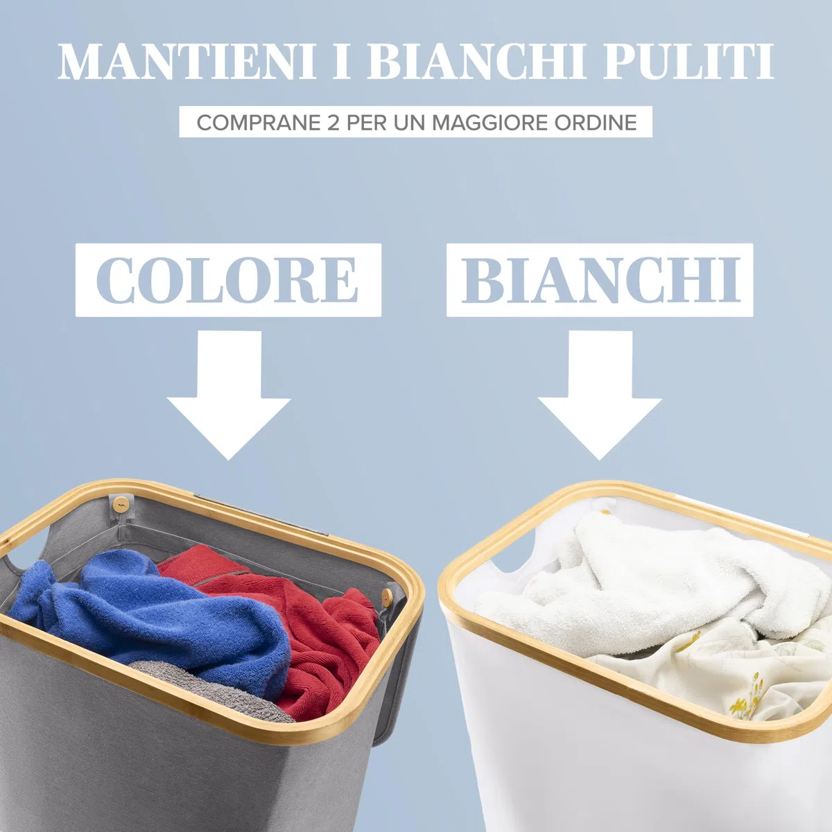 Lonbet - Cesto Grande Grigio - XL 100 Litri - Porta Biancheria Sporca con Coperchio - Portabiancheria Sporca con Manici