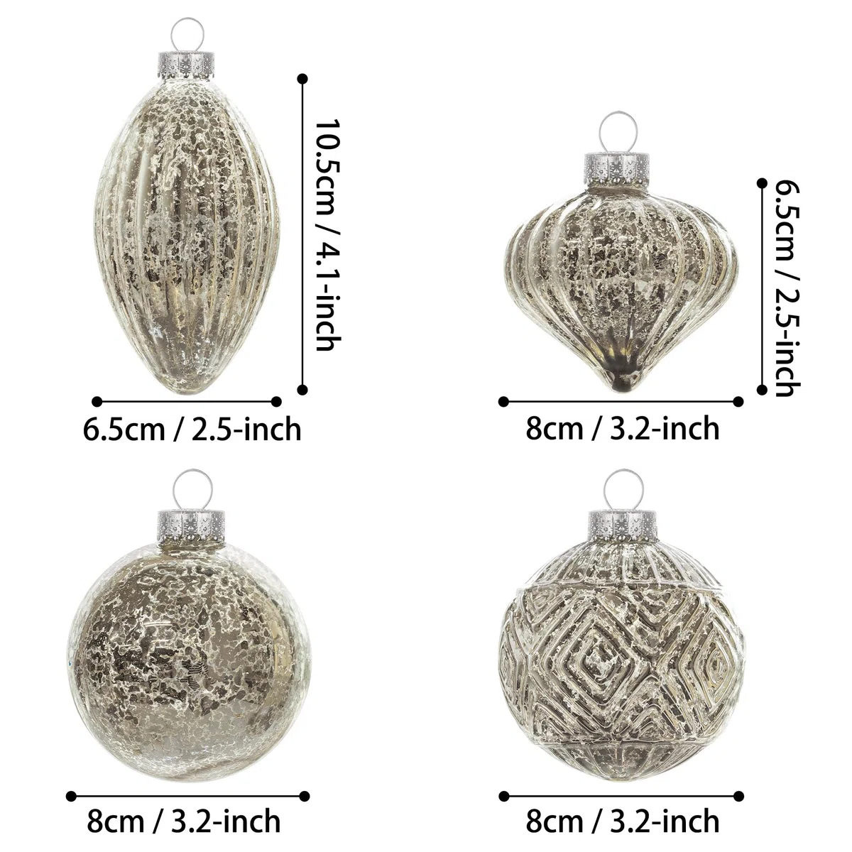 8 pezzi palline di natale champagne vetro palla di vetro glass ciondoli e pendenti palline ornamento di mercurio deocro natalizio Appendiabiti Decorazioni natalizie Addobbi