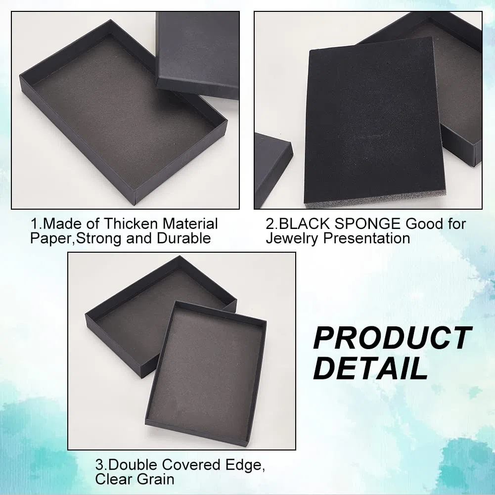 BENECREAT 12 PCS Collana Anello Scatola 18x13x3cm Kraft Scatole Regalo Gioielli (Nero) Scatola Regalo Rettangolare in Cartone per Compleanni Festa di Nozze per Compleanni, San Valentine's Day