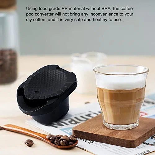 Adattatore Riutilizzabile per Capsule di Caffè, Convertitore per Macchina da Caffè, PP, 78x64x41mm, Include Pennello e Cucchiaio