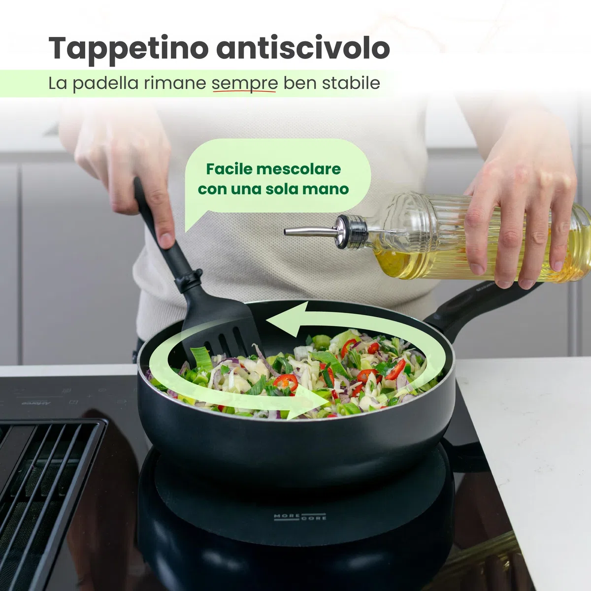 MoreCore Protezione piastra a induzione | Protege piastra a induzione | Protege piastra di cottura | Protezione piastra di cottura | Tappetino in silicone | 6 pezzi