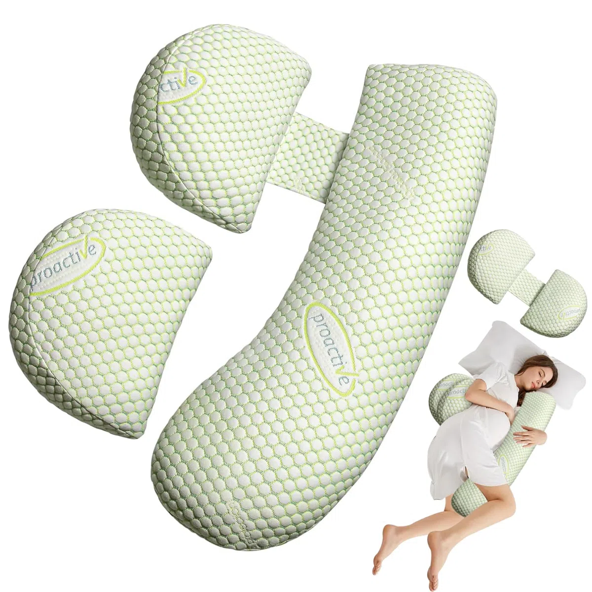 Cuscino per gravidanza, cuscino premaman per donne incinte, morbido cuscino premaman con federa rimovibile e regolabile, fianchi gambe