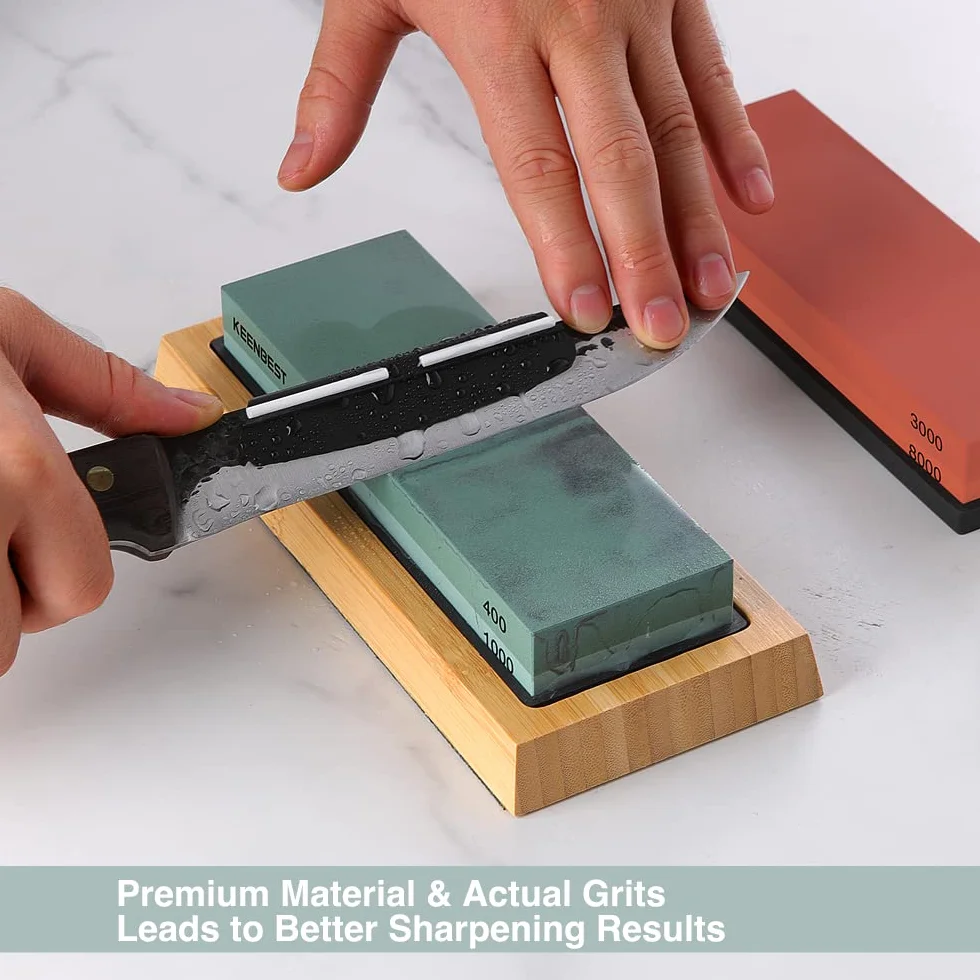 KEENBEST Real Grit - Set di pietre per affilare giapponesi 400 1000 3000 8000