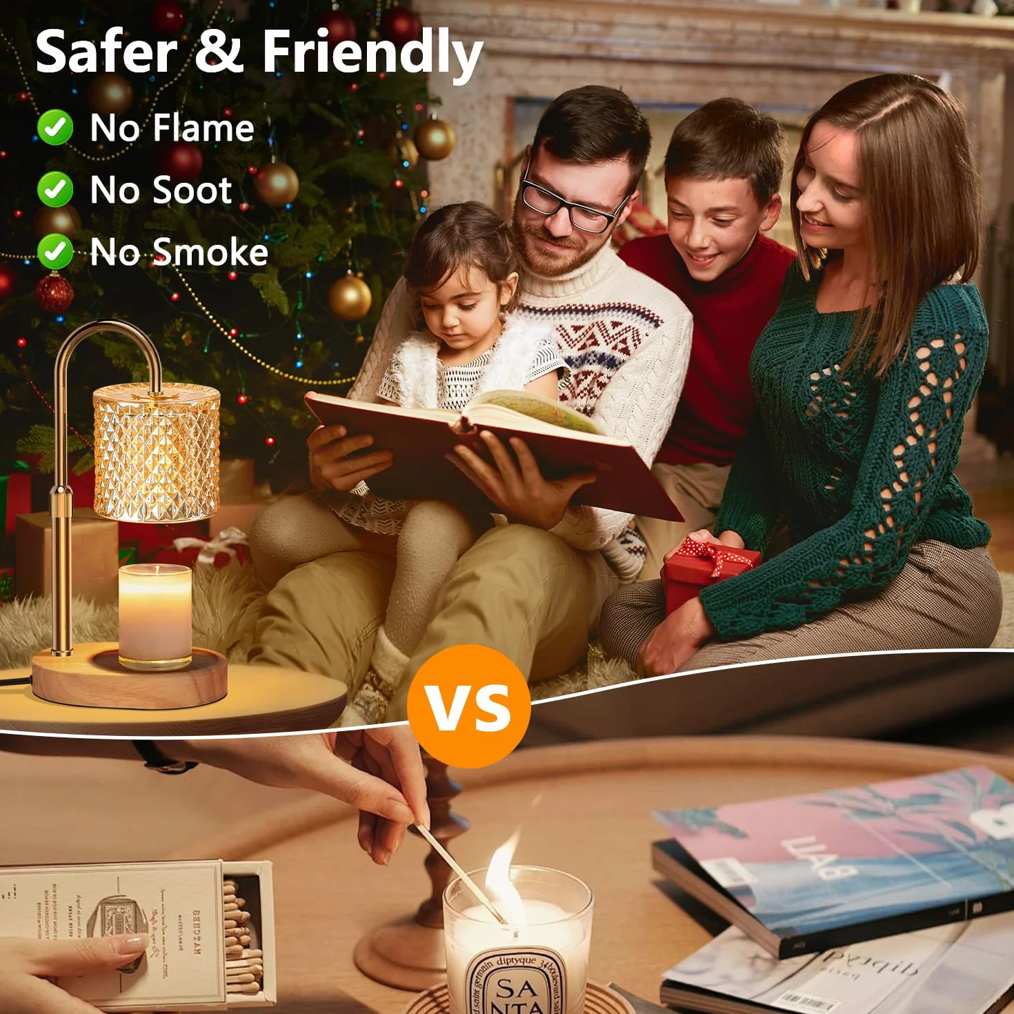 Lampada Scalda Candela con Timer & Dimmer, Candle Warmer Lamp– Altezza Regolabile (9-15 cm), 4 Livelli Luminosità, Senza Fiamma (Sicuro per Bambini) – Regalo Elegante (Compleanno)