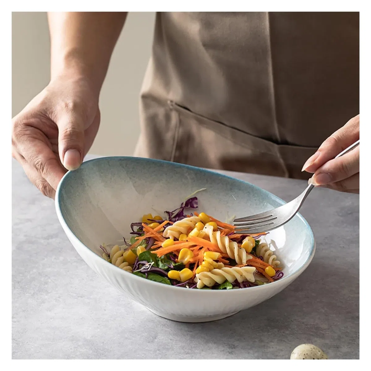 Insalatiera in ceramica per pasta, insalata, frutta, 30 cm/1200 ml, colore: nero