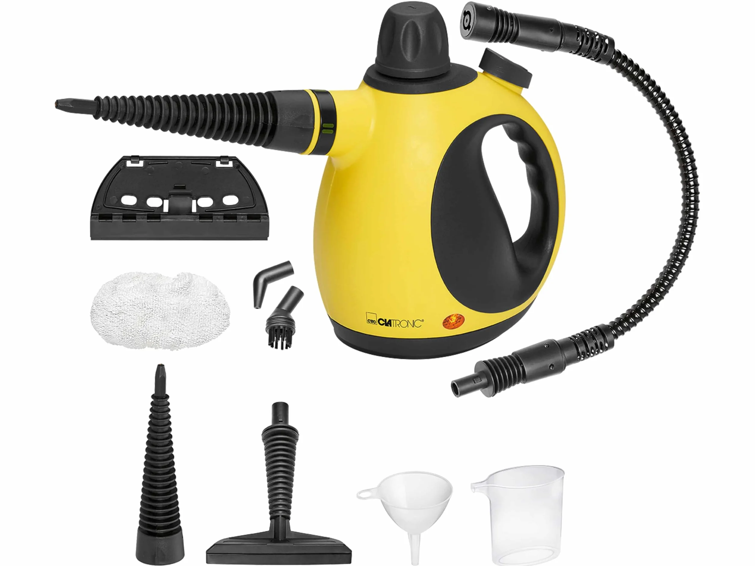 Pulitore a vapore Clatronic - pulisce, sgrassa e disinfetta | pressione del vapore 3,5 bar max. | pulitore a vapore con ugello orientabile a 360° e cavo da 5 m | incl. 9 accessori | 1050 W | DR 3653