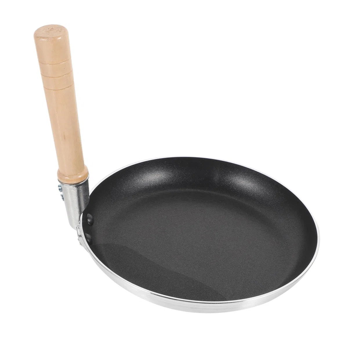 Padella Piccola le Uova in Alluminio Antiaderente Pratica e Riscaldamento Uniforme Manico in Legno per Uso Domestico in Cucina
