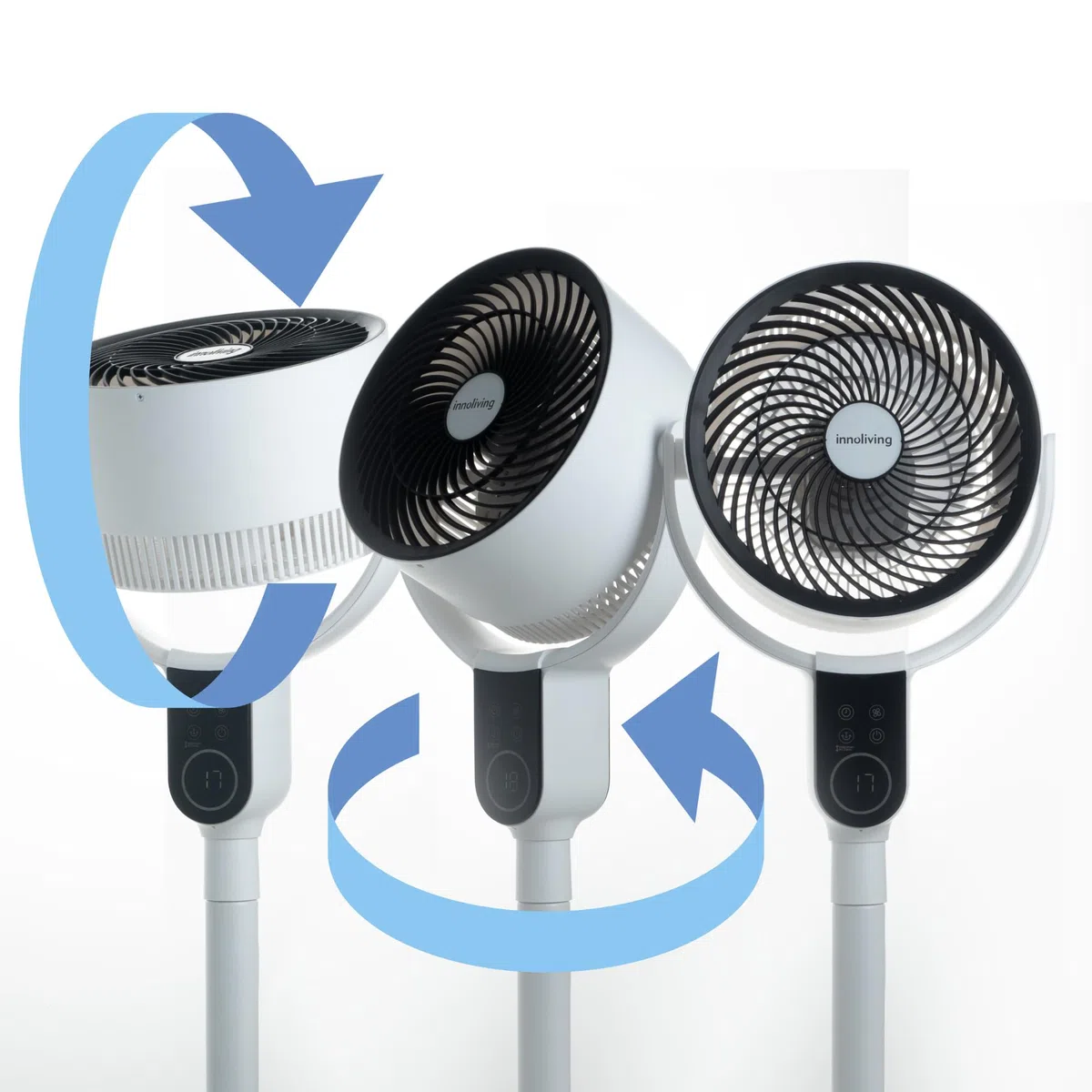 Innoliving Ventilatore a Piantana Digitale High Tech INN-533/INN-534, Slim Design, Display Touch, Telecomando, Oscillazione 3D, Timer 12h, 3-12 Velocità, 50W, Ventilazione Potente fino a 5m (INN-533)