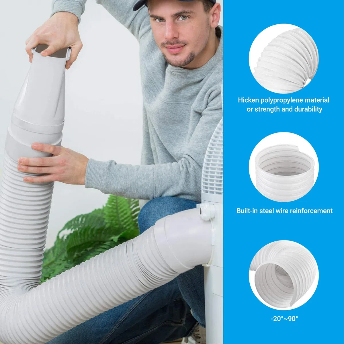 Tubo Condizionatore Portatile, Diametro 150 mm tubo per Condizionatore portatile, tubo per Climatizzatore Filettatura Antiorario per Asciugatrice, Cappa Aspirante 2m