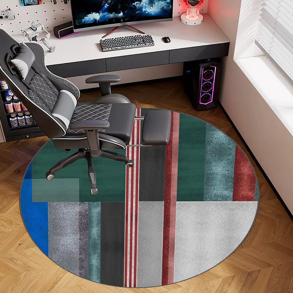 Rotondo Tappetino per Sedia da Ufficio, Tappeto per Sedia Gaming, Tappeto per Sedia Gaming, Tappetino Pavimenti per Parquet, Tappeto per Sedia con Ruote, Tappetini per Sedie da Ufficio 90 cm