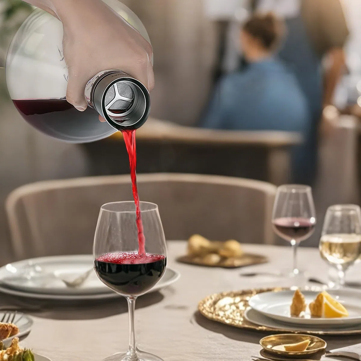 Decanter per vino, caraffa vino con filtro aeratore in vetro, aeratore per vini a design montagna innevata, regalo per vino, 1500ml