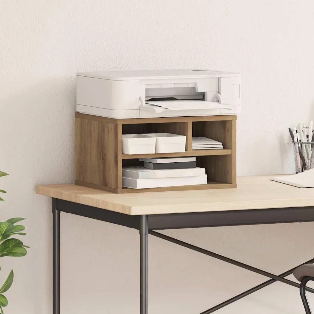 vidaXL Supporto per Stampante Rovere Artigianale 40 x 32 x 22,5 cm, Supporto per Stampante Rettangolare Moderno, Organizer per Ufficio, Legno ingegnerizzato, Accessorio Salva Spazio