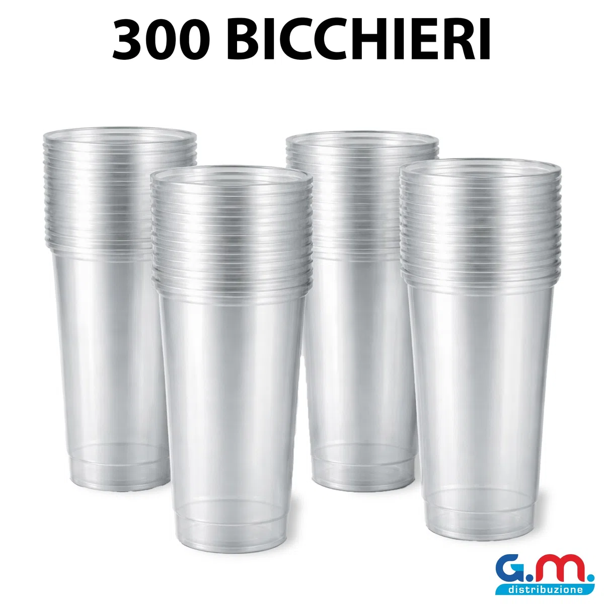 G.M. DISTRIBUZIONE 300 Bicchieri da Cocktail Monouso in Plastica Trasparente da 355ml, Tumbler Usa e Getta di Alta Qualità x Bevande fredde, Riciclabili, Discoteche, Gin tonic, Mojito