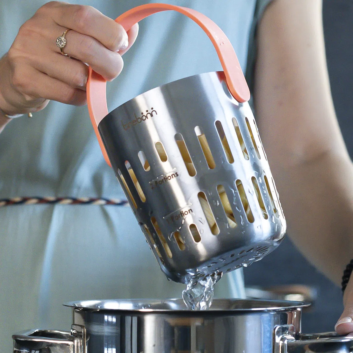 Trebonn - CookinPodPRO Coral - Cestello per cotture in acciaio inox. Ideale per cuocere la pasta, per cotture a vapore e per fritture.…