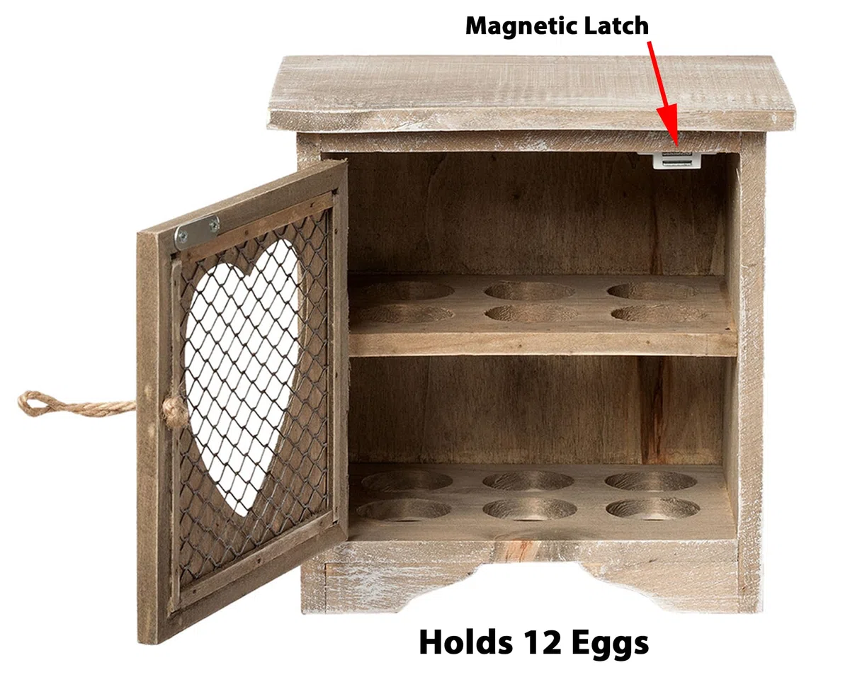 Portauova rustico, per bancone della cucina, finitura in legno grigio con design a forma di fattoria, può contenere 12 uova